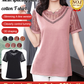 Mesh splicing elegant pure cotton T-shirt