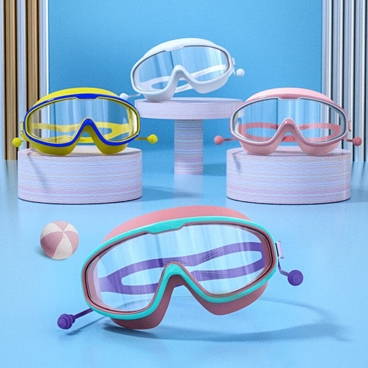 HD children's large frame waterproof and anti-fog swimming goggles