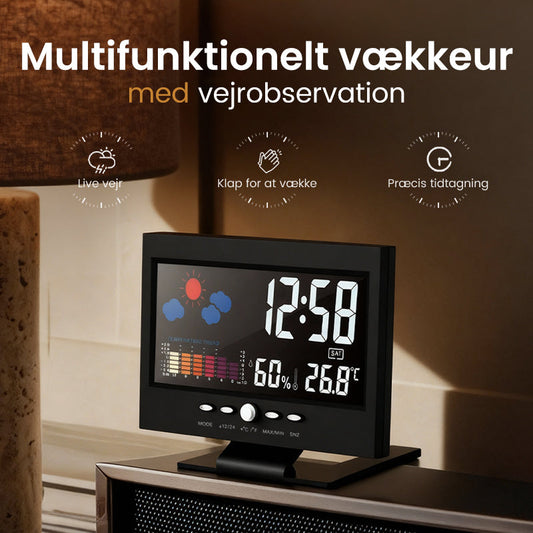 l temperaturmonitor Vejrudsigt LED-vækkeur