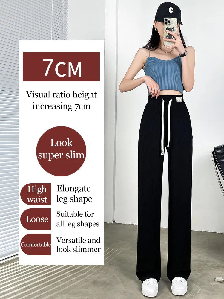 Slim, Tall And Draping Ice Silk Wide-leg Pants