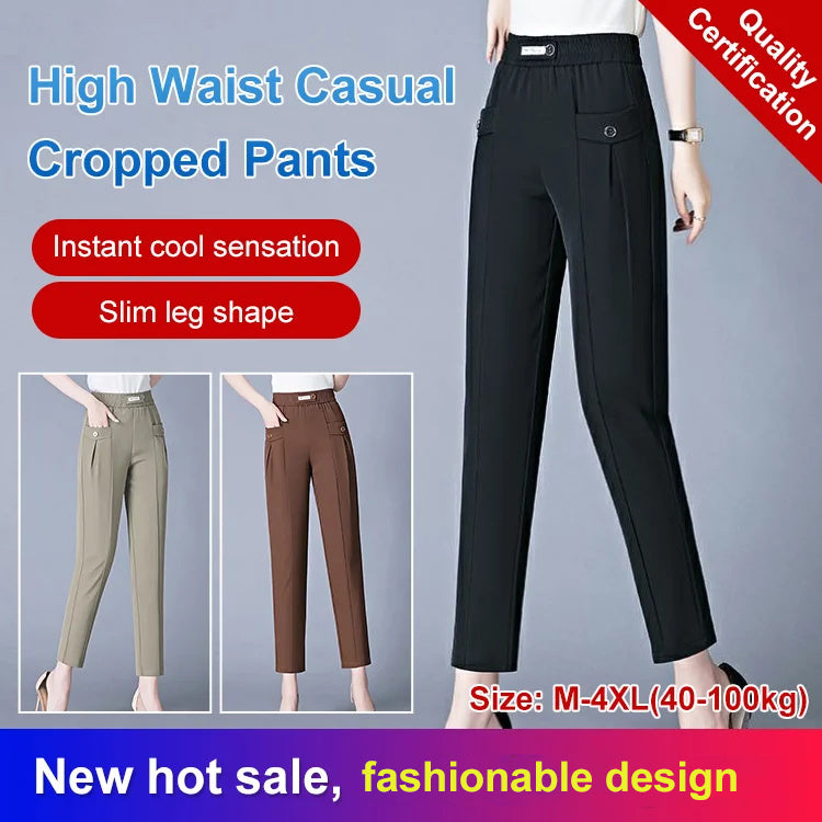 High Waist Casual Cropped Pants