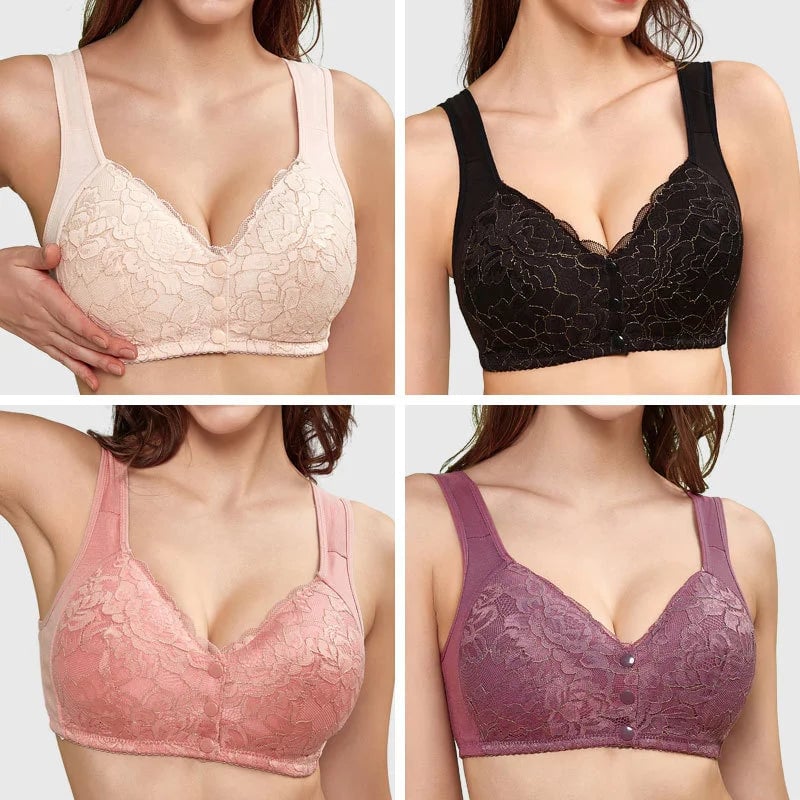 🔥Buy 2 and get 1 free🔥 Lace bra with floral front fastening