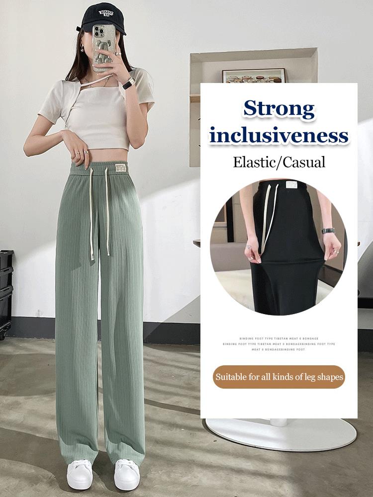 Slim, Tall And Draping Ice Silk Wide-leg Pants