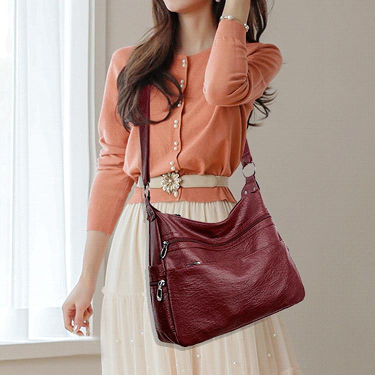 Trendy Large Capacity Soft Leather Shoulder Crossbody Bag