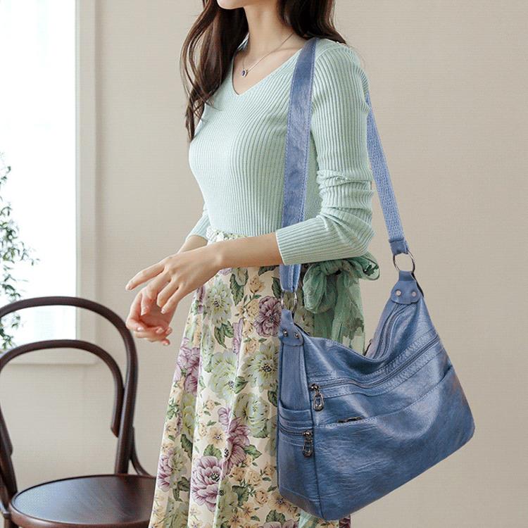 Trendy Large Capacity Soft Leather Shoulder Crossbody Bag