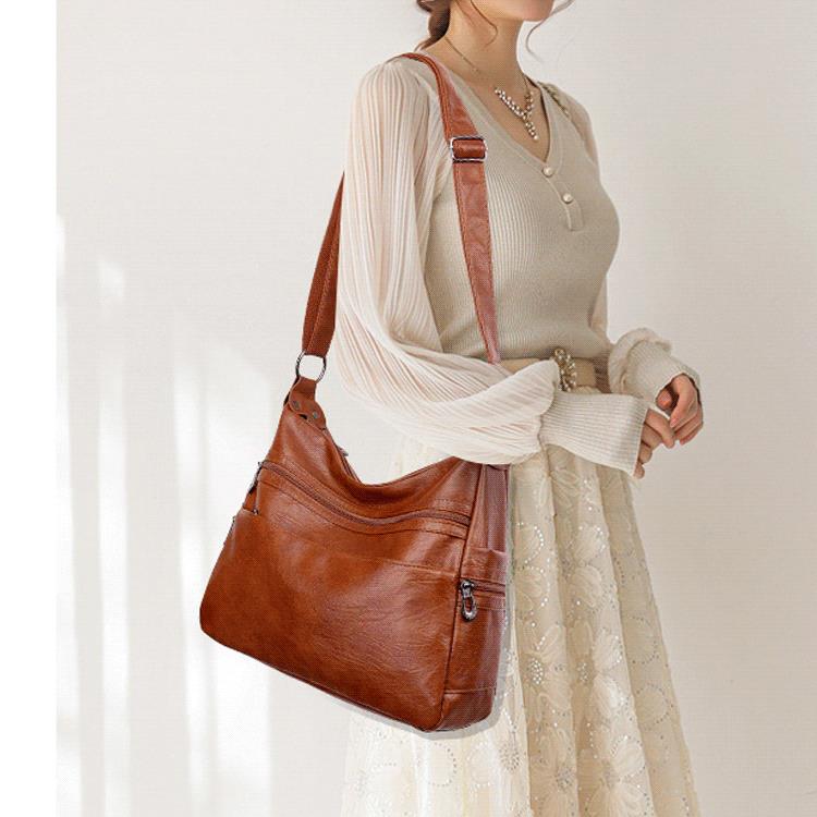 Trendy Large Capacity Soft Leather Shoulder Crossbody Bag