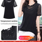 Mesh splicing elegant pure cotton T-shirt