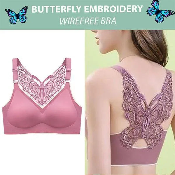 🎁Hot Sale 49% OFF⏳Butterfly Embroidery Wirefree Bra