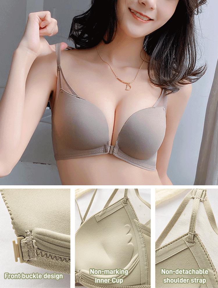 Women's Front Buckle Lace Push Up Bra