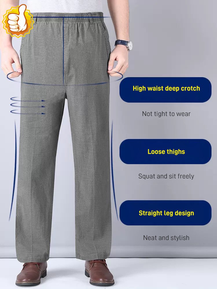 Men's Ice Silk Thin Linen Casual Pants