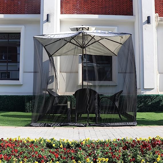 Garden Umbrella Table Screen Parasol Mosquito Net Cover