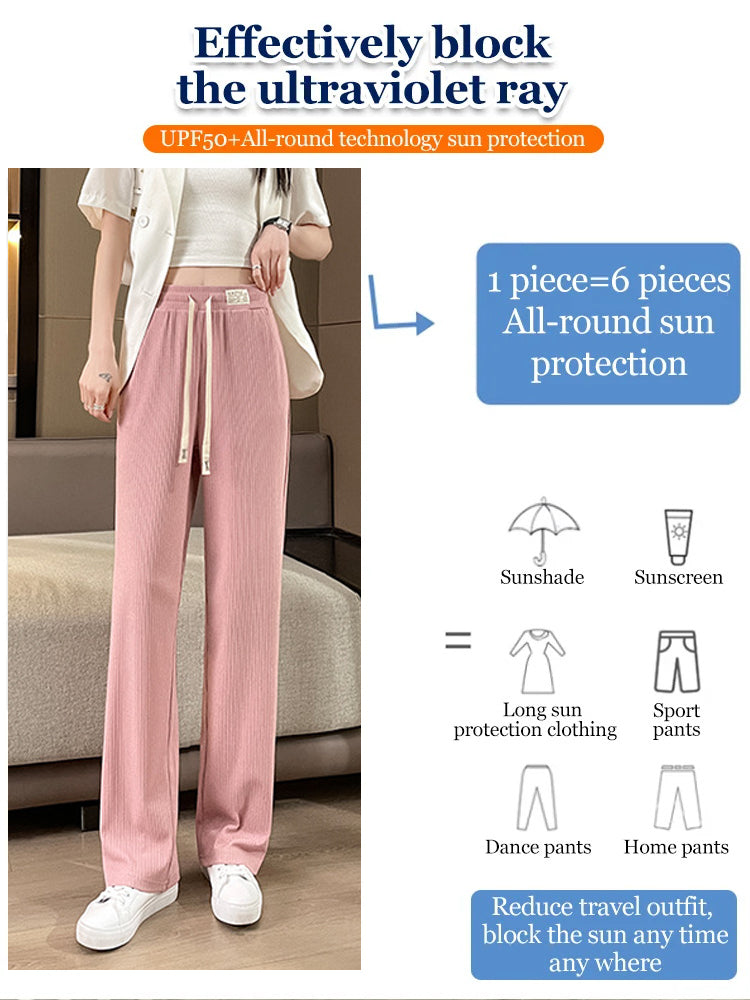 Slim, Tall And Draping Ice Silk Wide-leg Pants