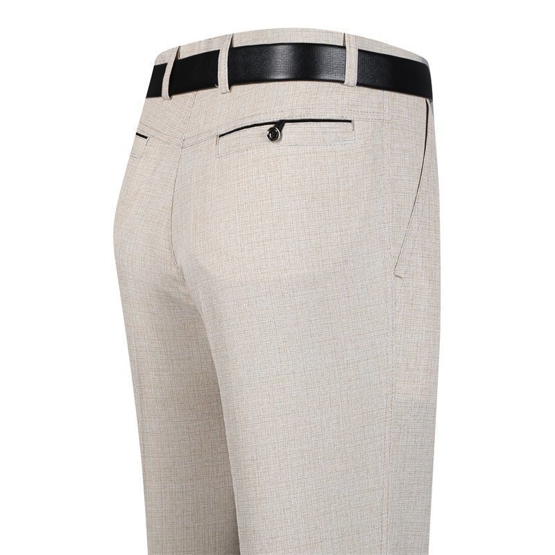 Middle-aged And Elderly Ice Silk Linen Casual Suit Pants