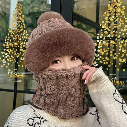 ❄️Bufanda y gorro de felpa abrigados y resistentes al viento para mujer