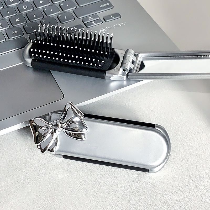 Pousbo® Travel Folding Mirror Hair Brush with Mirror