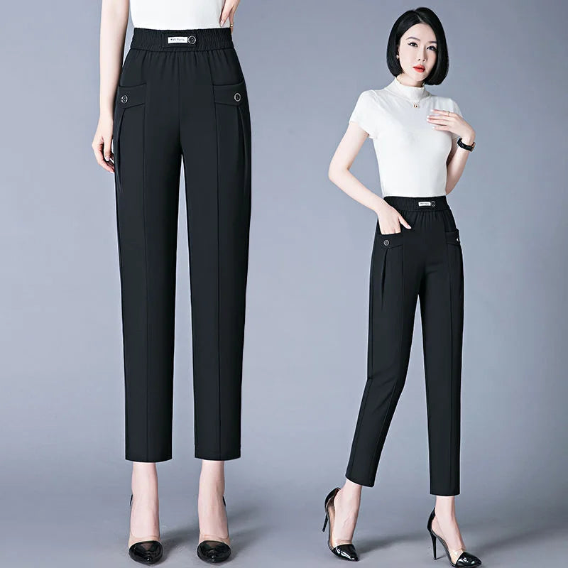 High Waist Casual Cropped Pants