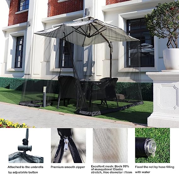 Garden Umbrella Table Screen Parasol Mosquito Net Cover