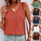 V-neck studded button-down sleeveless shirt