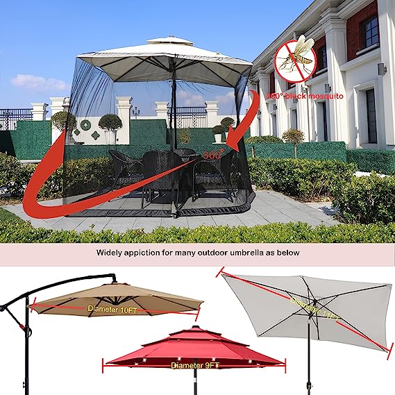 Garden Umbrella Table Screen Parasol Mosquito Net Cover