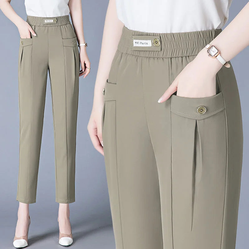 High Waist Casual Cropped Pants