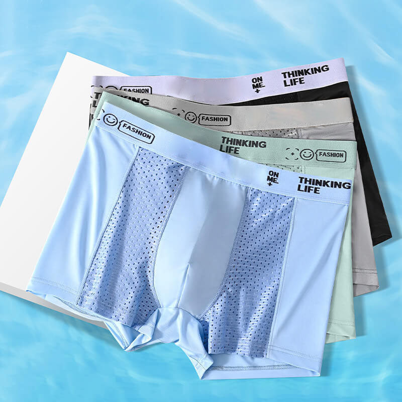 🔥Christmas Special 49% OFF🎅 Men's Ice Silk Breathable Mesh Boxer Briefs（4 Piece Set）