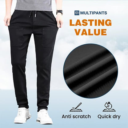 Calça cargo durável com vários bolsos de alta elasticidade