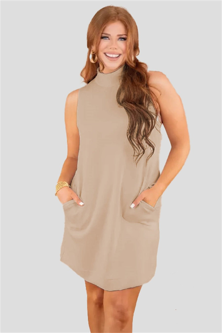 Solid color sleeveless loose dresses