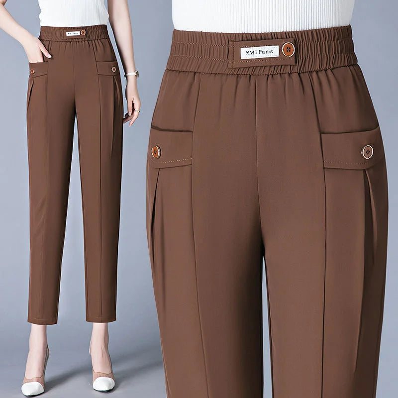 High Waist Casual Cropped Pants