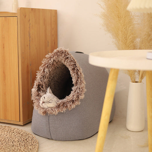 🐾Cama caverna quentinha de inverno para animais de estimação
