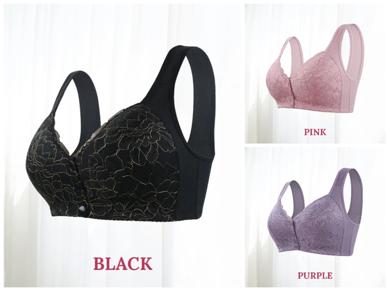 🔥Buy 2 and get 1 free🔥 Lace bra with floral front fastening