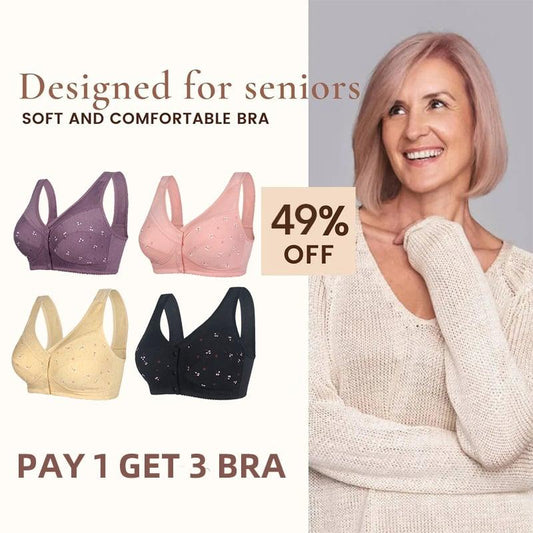 🔥Pay 1 Get 3(3packs)🔥Design for Senior Front Closure Cotton Bra-FREE SHIPPING