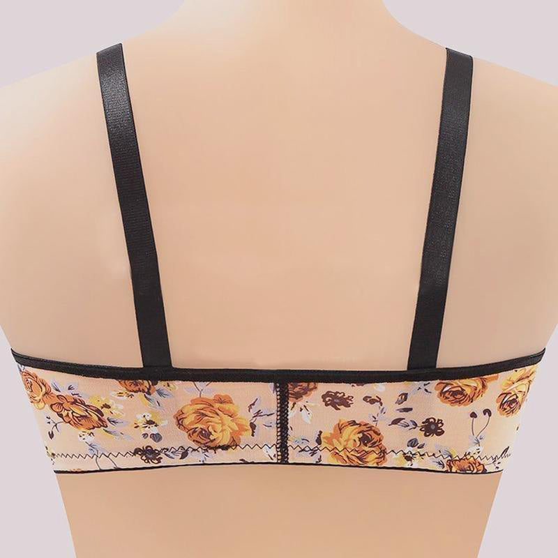 Women's Front Buckle Gathered Print Bra - Comfort, Style, and Support