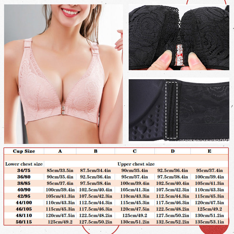 Rose Embroidery Front Closure Wirefree Bra