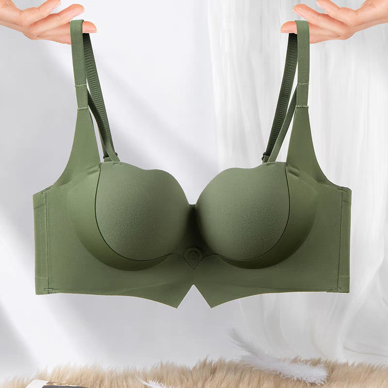 Comfortable Gathering Large-Looking No Steel Ring Bra