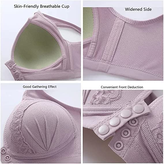 Front Button Breathable Skin-Friendly Cotton Bra