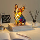 🐶 Lámpara LED de Mesa con Estatua de Cachorro – Diseño Color Block Decorativo ✨