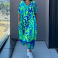 Vestido Casual Elegante Feminino com Estampa e Decote em V