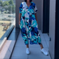 Vestido Casual Elegante Feminino com Estampa e Decote em V