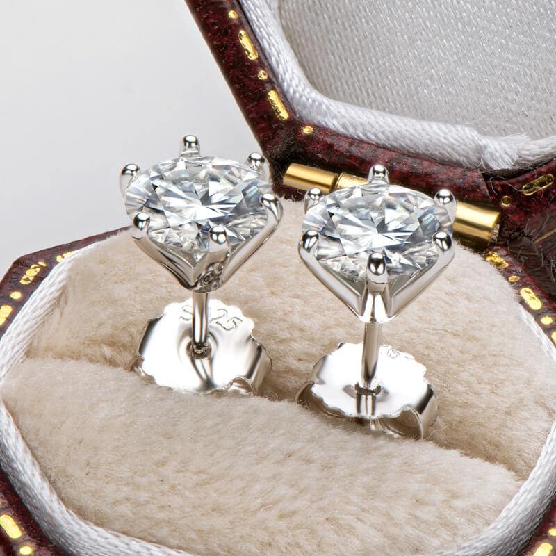 Stunning Classic Six-Prong Moissanite Stud Earrings