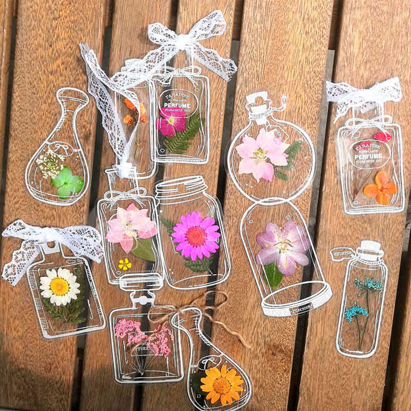 DIY Transparent Dried Flower Bookmarks(20pcs/set)