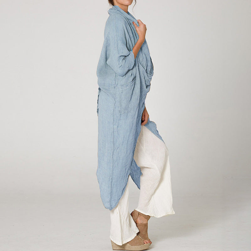 Linen Loose V Neck Top