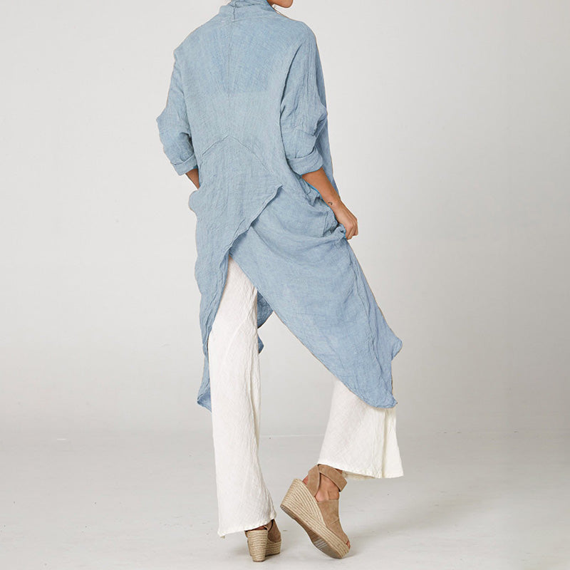 Linen Loose V Neck Top