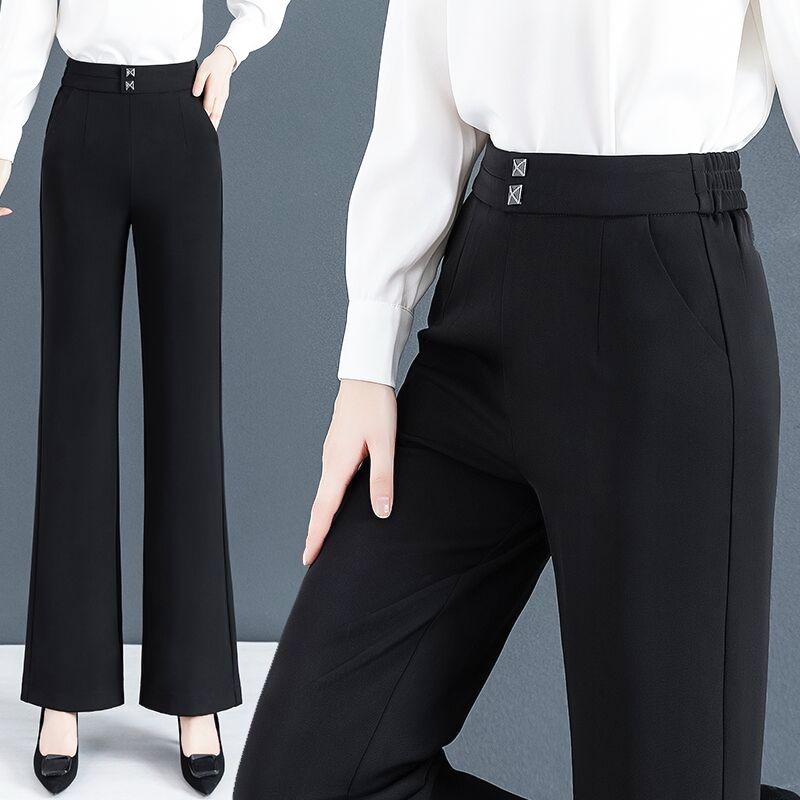 Women’s Ice Silk Straight-leg Flared Pants