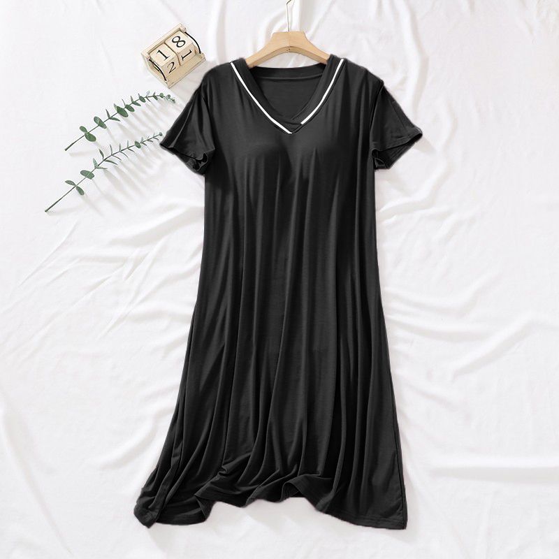 Super Soft Comfortable Short-sleeve Pajama Dress with Built-in Bra