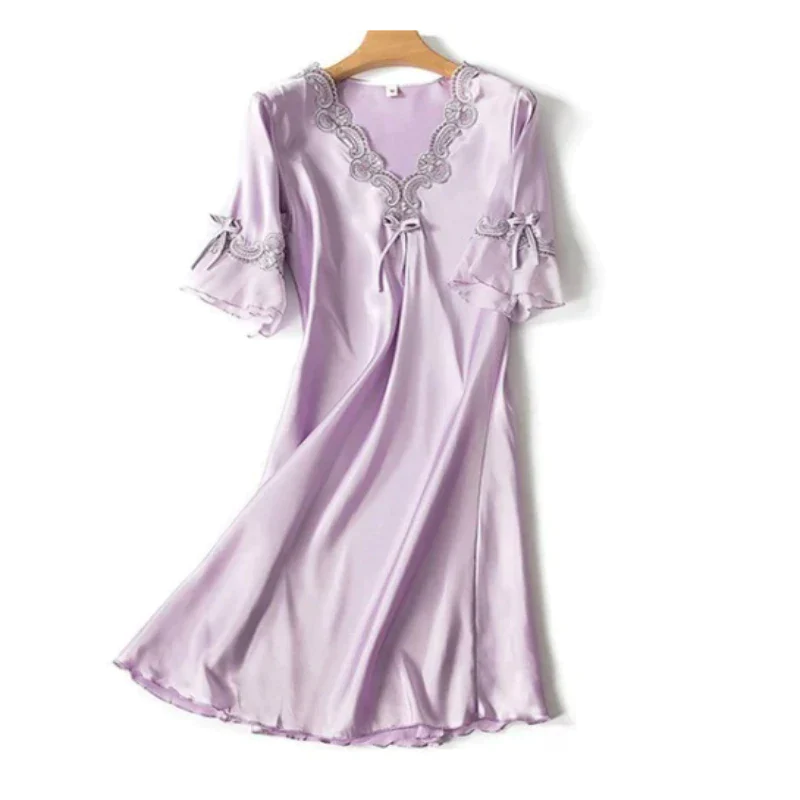 Lace Nightclothes Ice Silk Short Sleeve