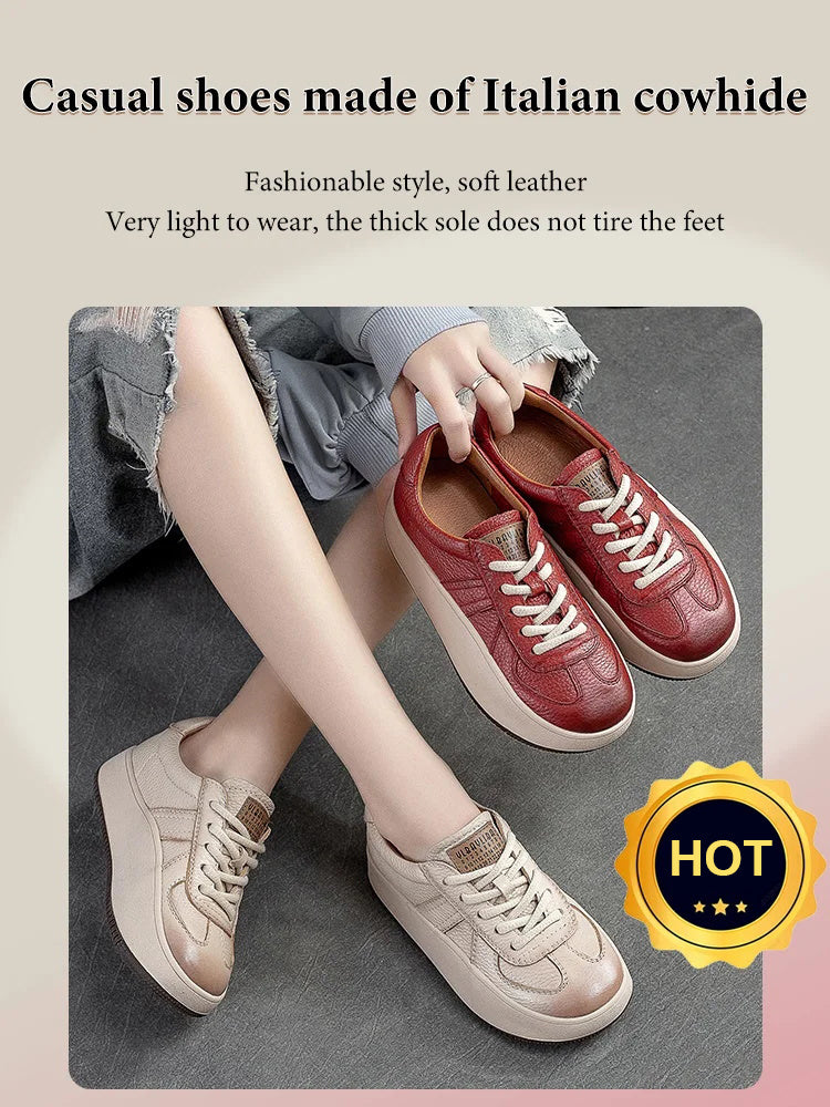 Ladies Platform Casual Leather Shoes