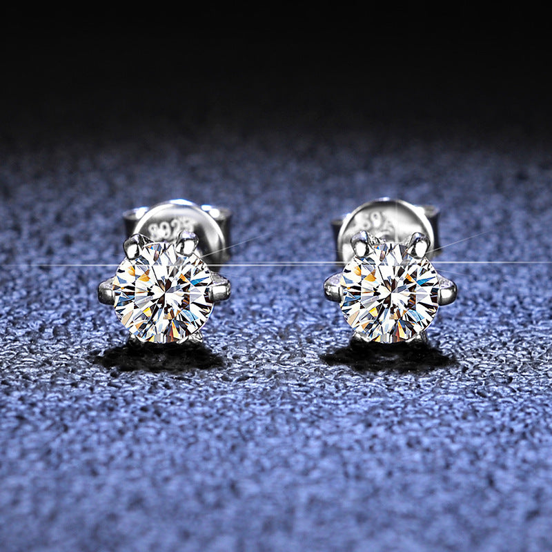 Stunning Classic Six-Prong Moissanite Stud Earrings