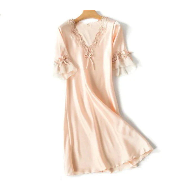 Lace Nightclothes Ice Silk Short Sleeve