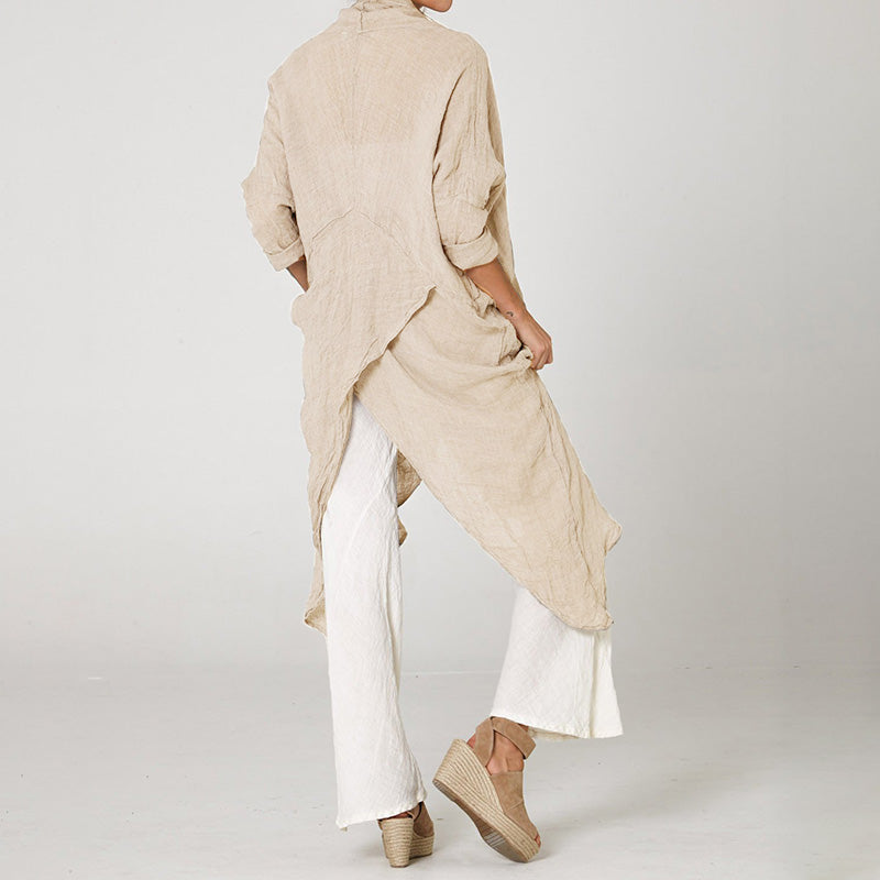 Linen Loose V Neck Top