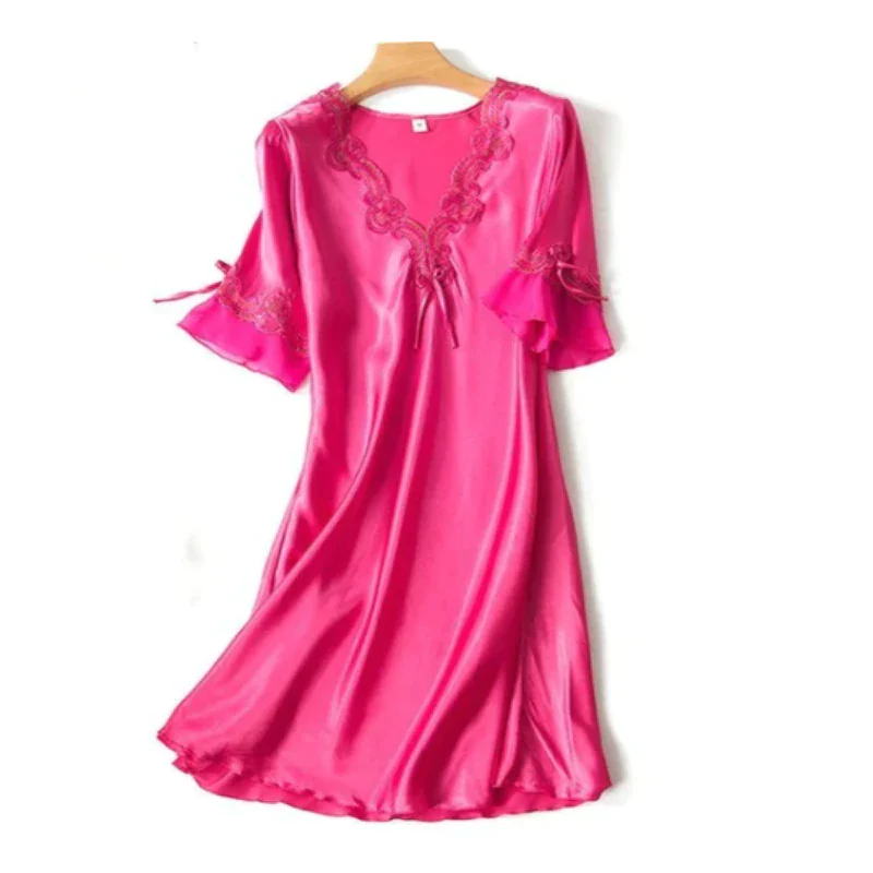 Lace Nightclothes Ice Silk Short Sleeve